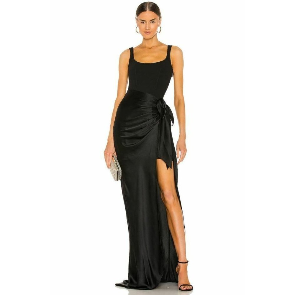 Cinq a Sept Marian Draped Gown Side Slit Maxi Dress NWT Size 2
